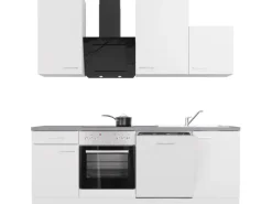 Flex-Well Exclusiv Küchenzeile Joelina 220 cm Weiß matt - Beton Grau