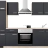 Flex-Well Exclusiv Küchenzeile Lara 270 cm Anthrazit - San Remo Eiche