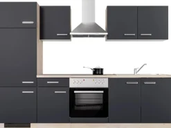 Flex-Well Exclusiv Küchenzeile Lara 270 cm Anthrazit - San Remo Eiche