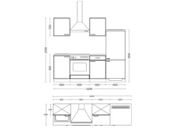Flex-Well Exclusiv Küchenzeile Vintea 220 cm Magnolia matt-Lancelot Oak