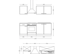 Flex-Well Exclusiv Küchenzeile Lara 210 cm Anthrazit - San Remo Eiche