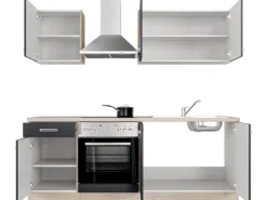 Flex-Well Exclusiv Küchenzeile Lara 210 cm Anthrazit - San Remo Eiche