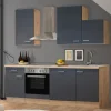 Flex-Well Exclusiv Küchenzeile Morena 220 cm Basaltgrau Matt - San Remo Eiche