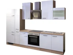 Flex-Well Exclusiv Küchenzeile Valero 310 cm Hochglanz Weiß