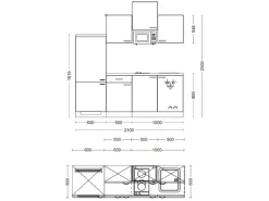Flex-Well Exclusiv Küchenzeile Valero 210 cm Hochglanz Weiß - Sonoma Eiche