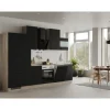 Flex-Well Exclusiv Küchenzeile Capri 310 cm Schwarz Matt-Endgrain Oak