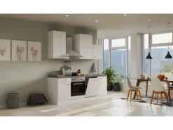 Flex-Well Exclusiv Küchenzeile Joelina 220 cm Weiß matt - Beton Grau