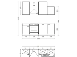 Flex-Well Exclusiv Küchenzeile Joelina 220 cm Weiß matt - Beton Grau