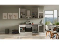 Flex-Well Exclusiv Küchenzeile Joelina 220 cm Weiß matt - Beton Grau