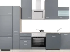 Flex-Well Exclusiv Küchenzeile Morena 310 cm Basaltgrau matt - San Remo Eiche