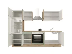 Flex-Well Exclusiv Küchenzeile Cara 270 cm Schilfgrün matt - Artisan Eiche