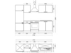 Flex-Well Exclusiv Küchenzeile Cara 270 cm Schilfgrün matt - Artisan Eiche