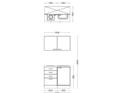 Flex-Well Exclusiv Miniküche Lund 100 cm Lichtgrau glänzend-Rauchgrau