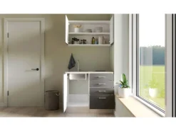 Flex-Well Exclusiv Miniküche Morena 100 cm Basaltgrau matt - San Remo Eiche