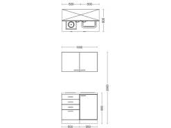 Flex-Well Exclusiv Miniküche Joelina 100 cm Weiß matt - Beton Grau