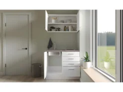 Flex-Well Exclusiv Miniküche Joelina 100 cm Weiß matt - Beton Grau