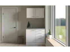 Flex-Well Exclusiv Miniküche Joelina 100 cm Weiß matt - Beton Grau