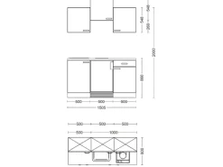 Flex-Well Exclusiv Singleküche Joelina 150 cm Weiß matt - Beton Grau