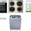 Flex-Well Küchengeräte-Set 4 Herd Kühlschrank Geschirrspüler + Dunstabzugshaube