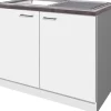 Flex-Well Küchen-Spülenunterschrank inkl. Einbauspüle und Arbeitsplatte Lucca