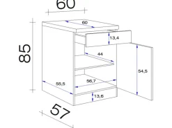 Flex-Well Küchen-Unterschrank mit Arbeitsplatte Lucca 60 cm