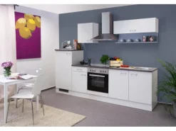 Flex-Well Küchenzeile Lucca 270 cm Weiß mit Turmhaube inkl. Wandregal