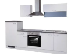 Flex-Well Küchenzeile Lucca 270 cm Weiß mit Turmhaube inkl. Wandregal