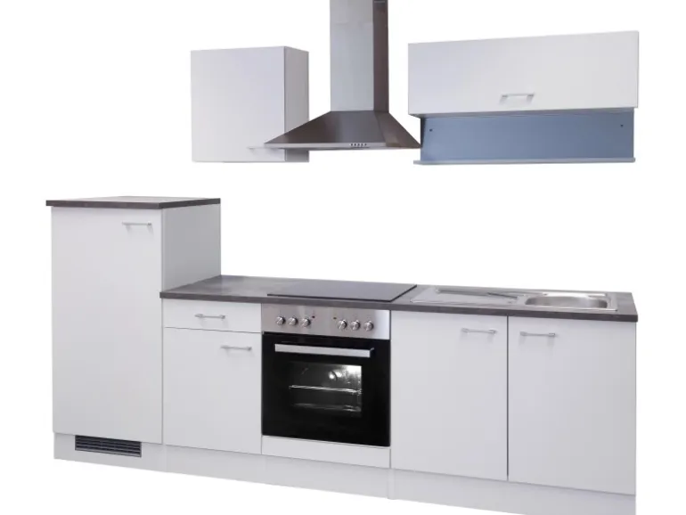 Flex-Well Küchenzeile Lucca 270 cm Weiß mit Turmhaube inkl. Wandregal