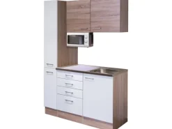 Flex-Well Singleküche 130 cm Florida Weiß-Sonoma Eiche