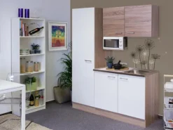 Flex-Well Singleküche 150 cm Florida Weiß-Sonoma Eiche