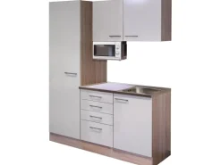 Flex-Well Singleküche 150 cm Orlando Kaschmir Glanz-Sonome Eiche