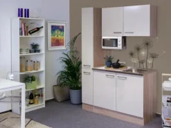 Flex-Well Singleküche 130 cm Orlando Kaschmir Glanz-Sonome Eiche