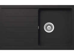 Granitspüle Altena D-100 inkl. Küchenarmatur Simi 50 cm x 86 cm Onyx