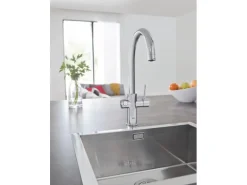 Grohe C-Auslauf Armatur und Boiler Red Duo L-Size Supersteel