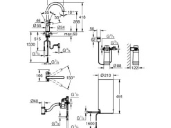 Grohe C-Auslauf Armatur und Boiler Red Duo L-Size Supersteel