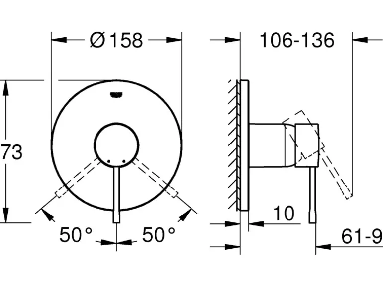 Grohe Einhand-Brausebatterie Essence Cool Sunrise gebürstet für Unterputz