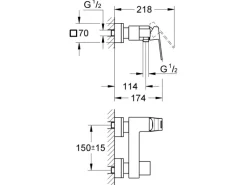 Grohe Einhand-Brausebatterie Eurocube DN 15