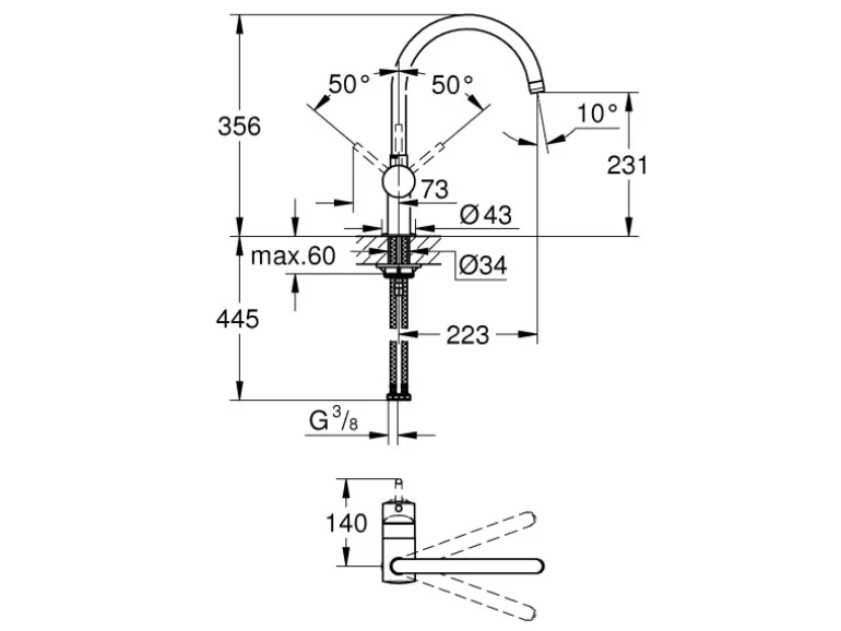 Grohe Einhand-Spültischbatterie Minta Chrom C-Auslauf