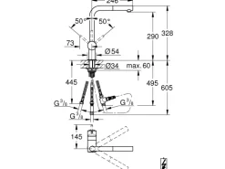 Grohe Einhand-Spültischbatterie Minta für Niederdruck Warmwasserbereiter