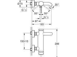 Grohe Einhand-Wannenbatterie Essence Hard Graphite gebürstet