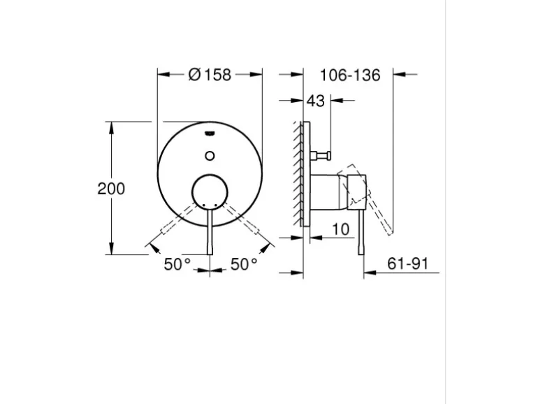 Grohe Einhand-Wannenbatterie Unterputz Essence Cool Sunrise gebürstet