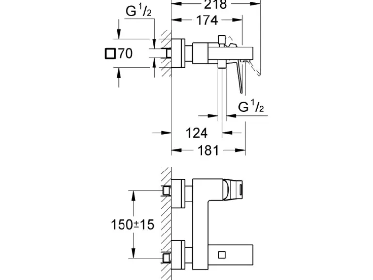 Grohe Einhand-Wannenbatterie Eurocube DN 15
