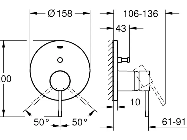 Grohe Einhand-Wannenbatterie Essence Hard Graphite für Unterputz