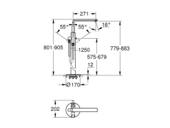 Grohe Einhand-Wannenbatterie Lineare Bodenmontage Chrom