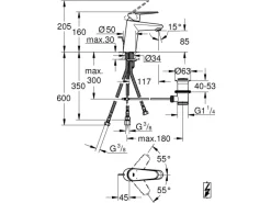 Grohe Einhand-Waschtischbatterie Eurodisc Cosmopolitan S-Size DN 15 Chrom