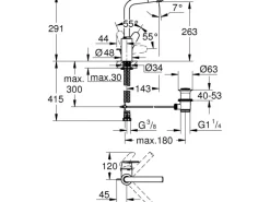 Grohe Einhand-Waschtischbatterie Eurodisc C L-Size Chrom