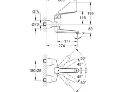 Grohe Einhand-Waschtischbatterie Euroeco Special Ausladung 27,4 cm Chrom