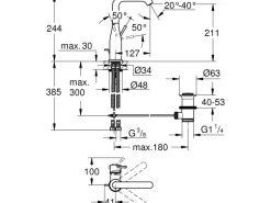 Grohe Einhand-Waschtischbatterie Essence L-Size Hard Graphite Gebürstet