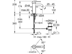 Grohe Einhand-Waschtischbatterie Essence S-Size Hard Graphite Gebürstet