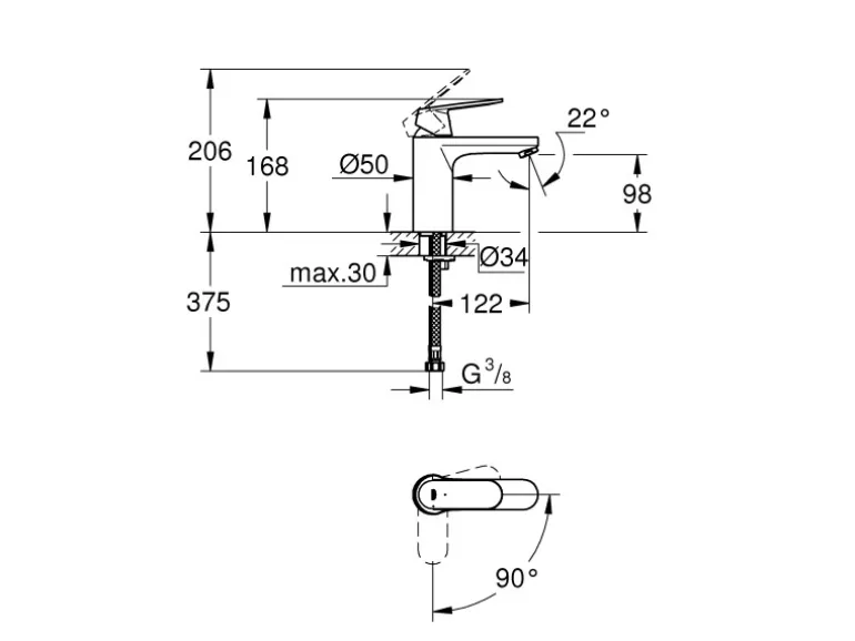 Grohe Einhand-Waschtischbatterie Eurosmart Cosmopolitan M-Size glatt Chrom